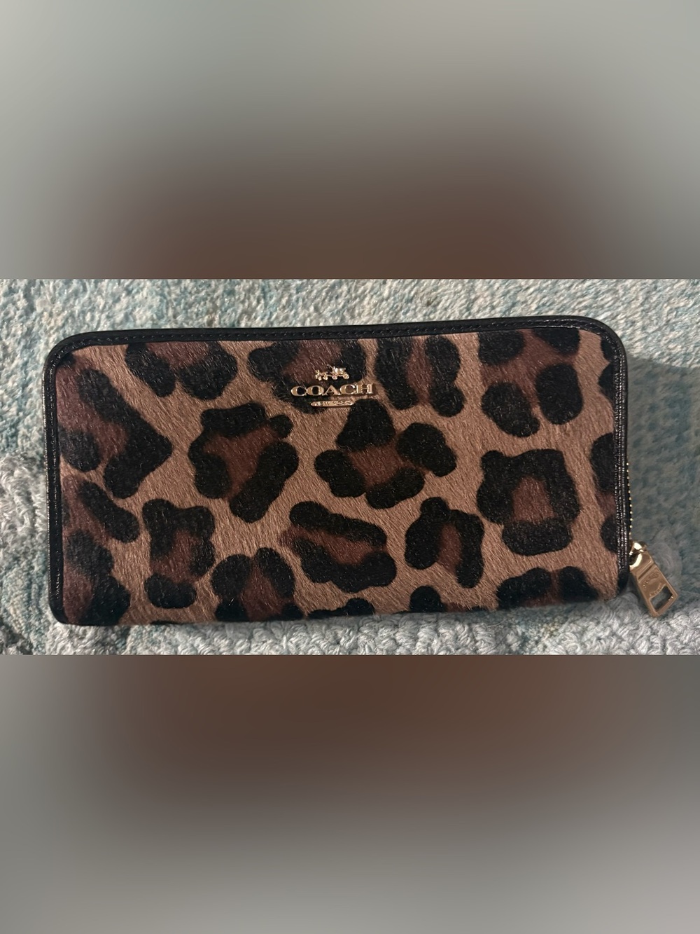 Coach Long Zip Around Wallet with Leopard Print